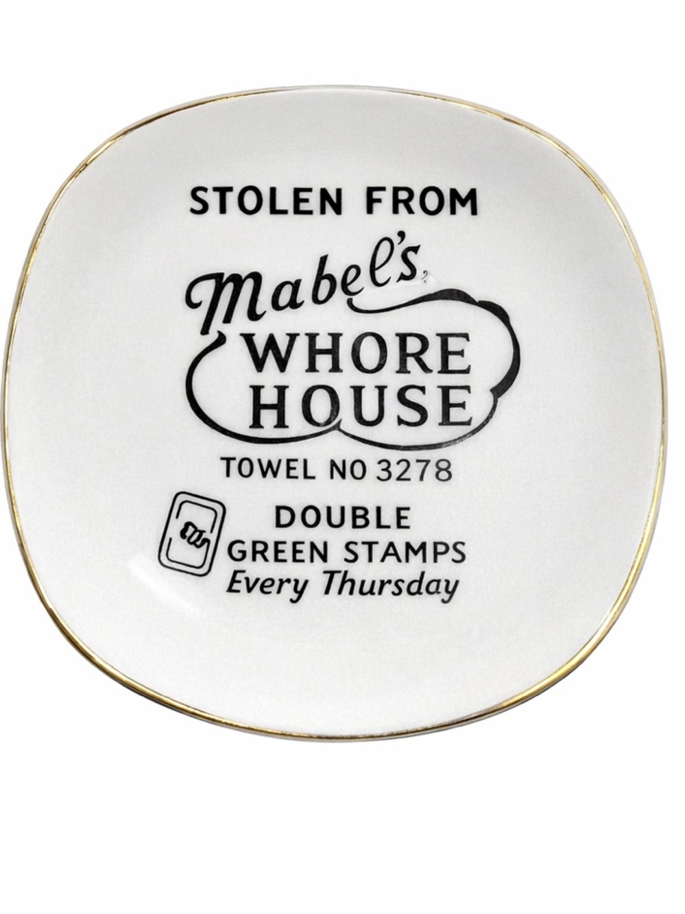 Vintage “Stolen From Mabel’s” Collector Plate – Gold Trim – Novelty Humor Decor